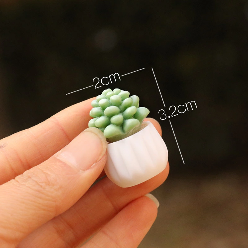 4Pcs Miniature Potted Plant Ornaments Artificial Succulent Cactus Potted Plant for Micro Landscape
