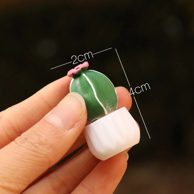4Pcs Miniature Potted Plant Ornaments Artificial Succulent Cactus Potted Plant for Micro Landscape