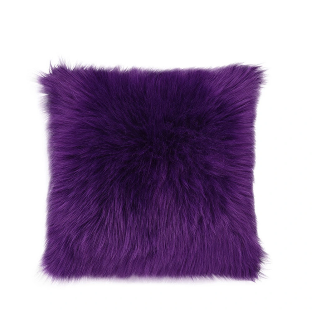 1Pc 45x45CM European Plush Pillowcase Fluffy Pillow Cover Throw Pillow Cover Imitation Wool Cushion Cover Purple (without Pillow Core)