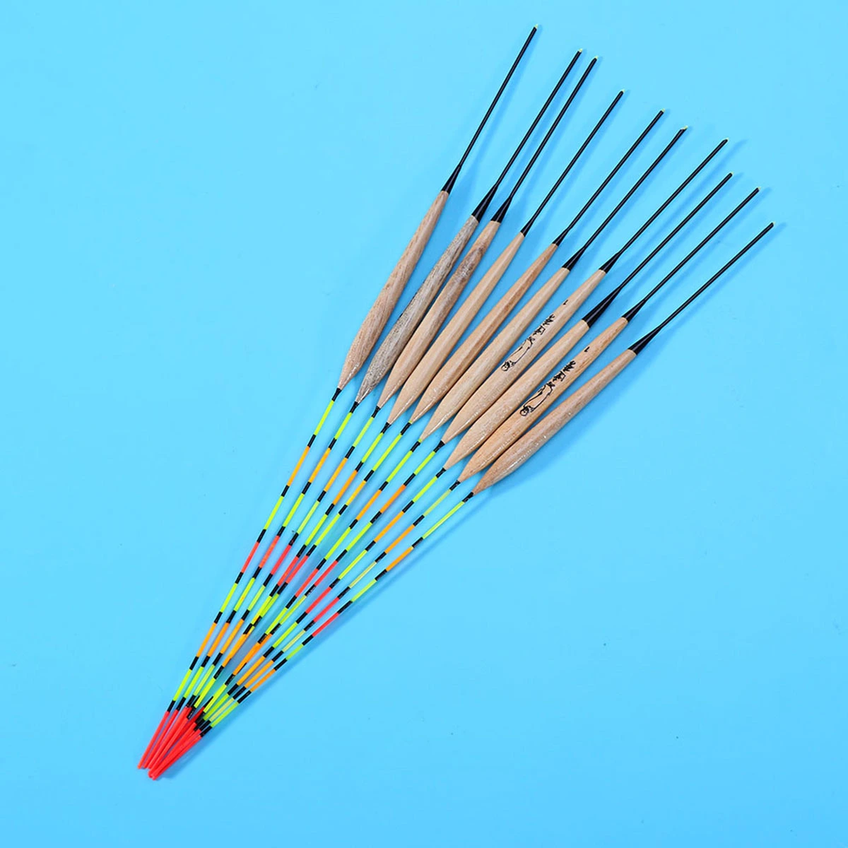 10pcs Fishing Float Bobbers Fishing Rod Float Wood Vertical Buoys Tackle Accessory Tool Random Style