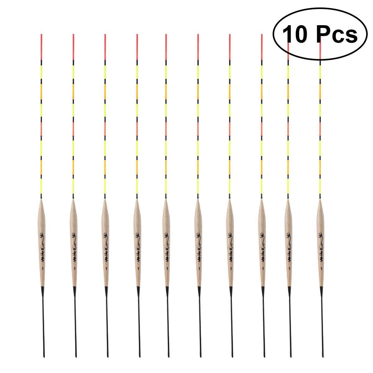 10pcs Fishing Float Bobbers Fishing Rod Float Wood Vertical Buoys Tackle Accessory Tool Random Style