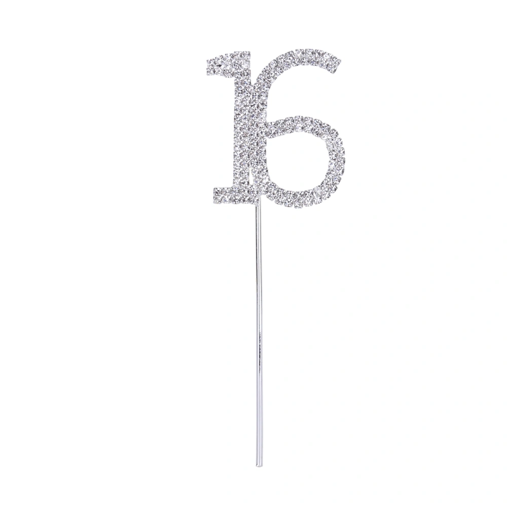 16th Birthday Decorations Rhinestone Diamond Cake Decor Cake Cupcake Toppers for 16th Birthday Party and Wedding Anniversary (16)