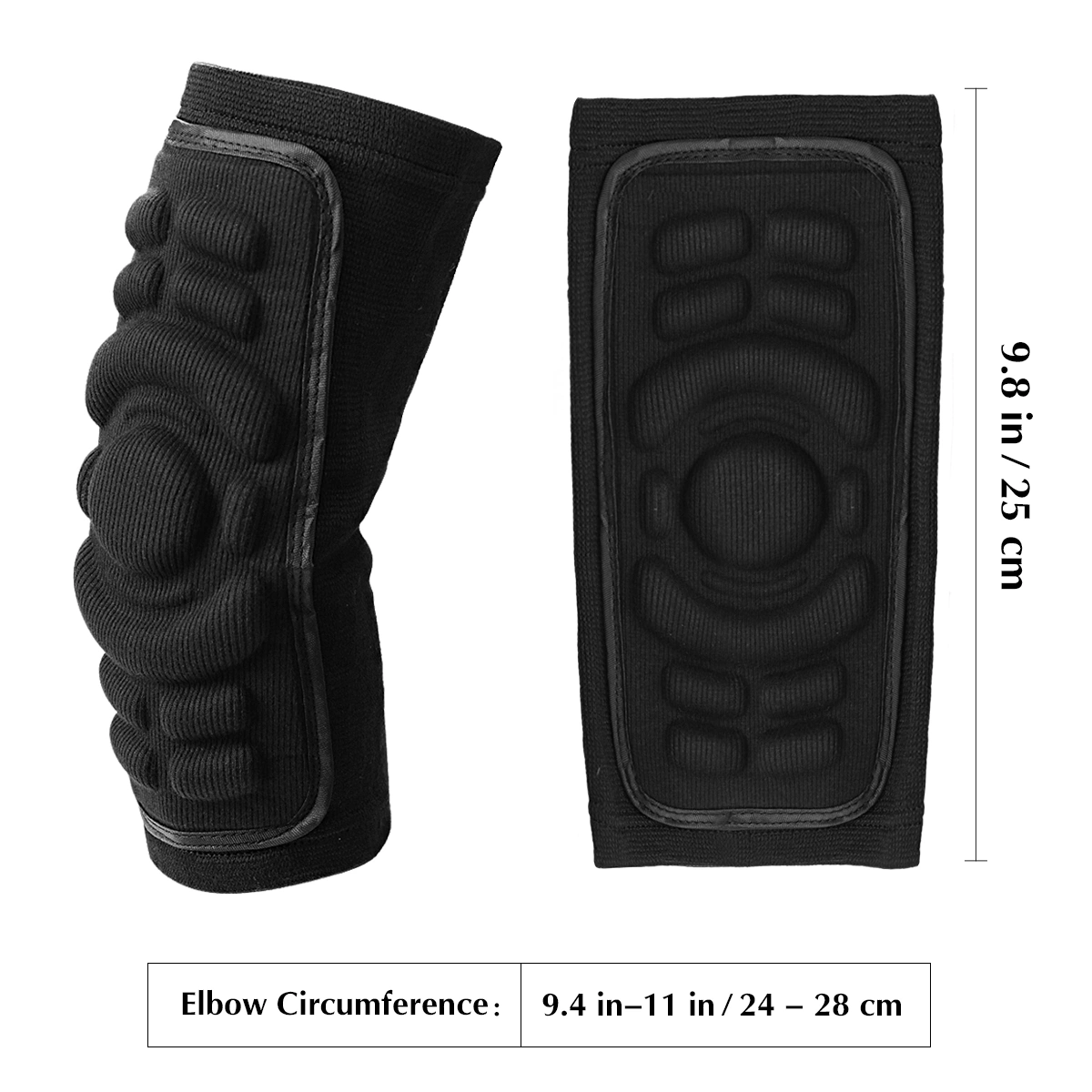 LIOOBO 2pcs MTB Elbow Pads Guard Mountain Bike Cycling Riding Elbow Protection Supportor Skiing Motorcycle Downhill Protective Gears (Black)