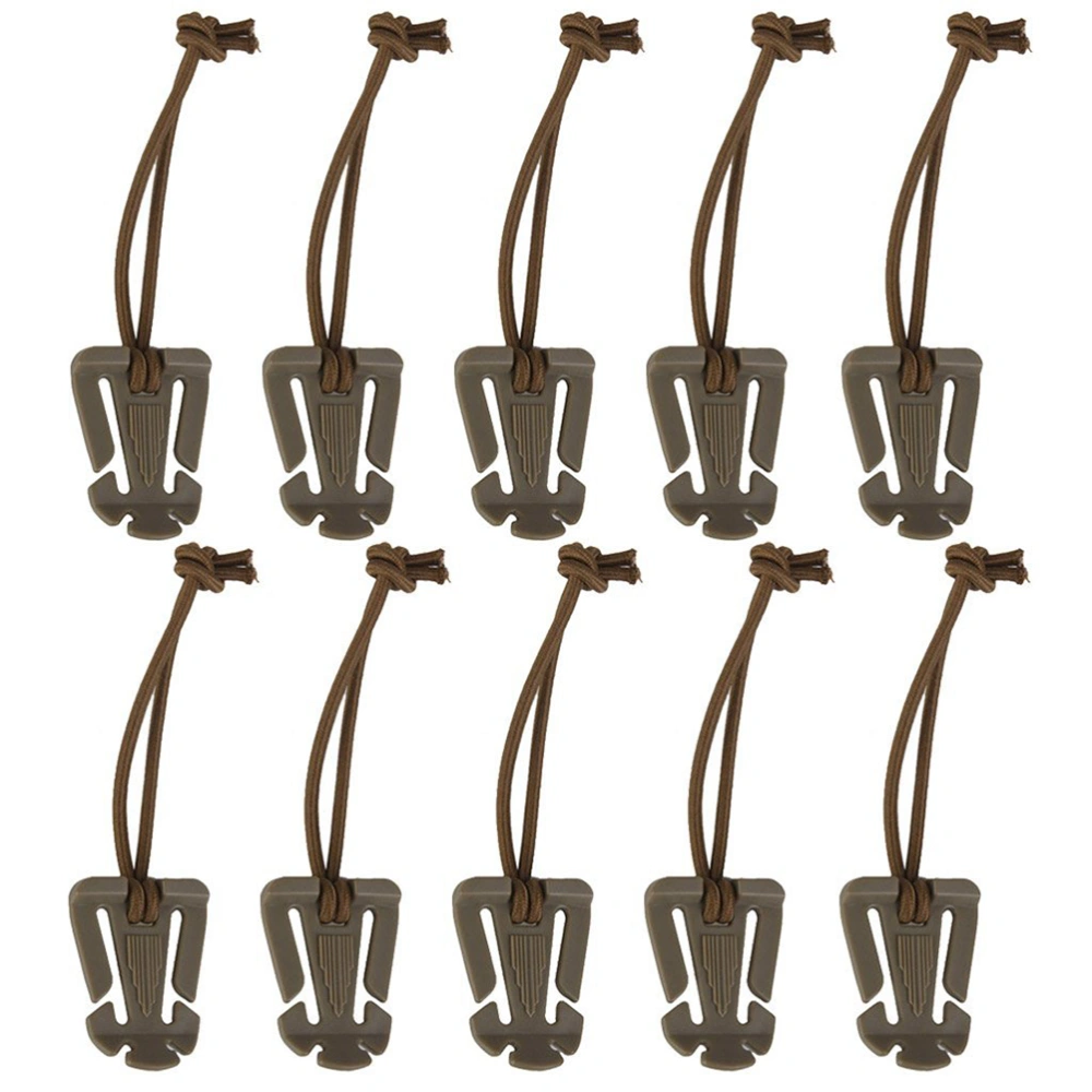 10pcs Molle Web Dominator Buckles Strap Clip Belt Keeper Tactical Strap Management Tool with Elastic String for Backpack Webbing (Mud Color)