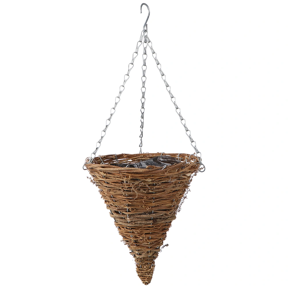 2pcs Rattan Basket Cone Design Flower Basket Hanging Flower Pot Plant Basket