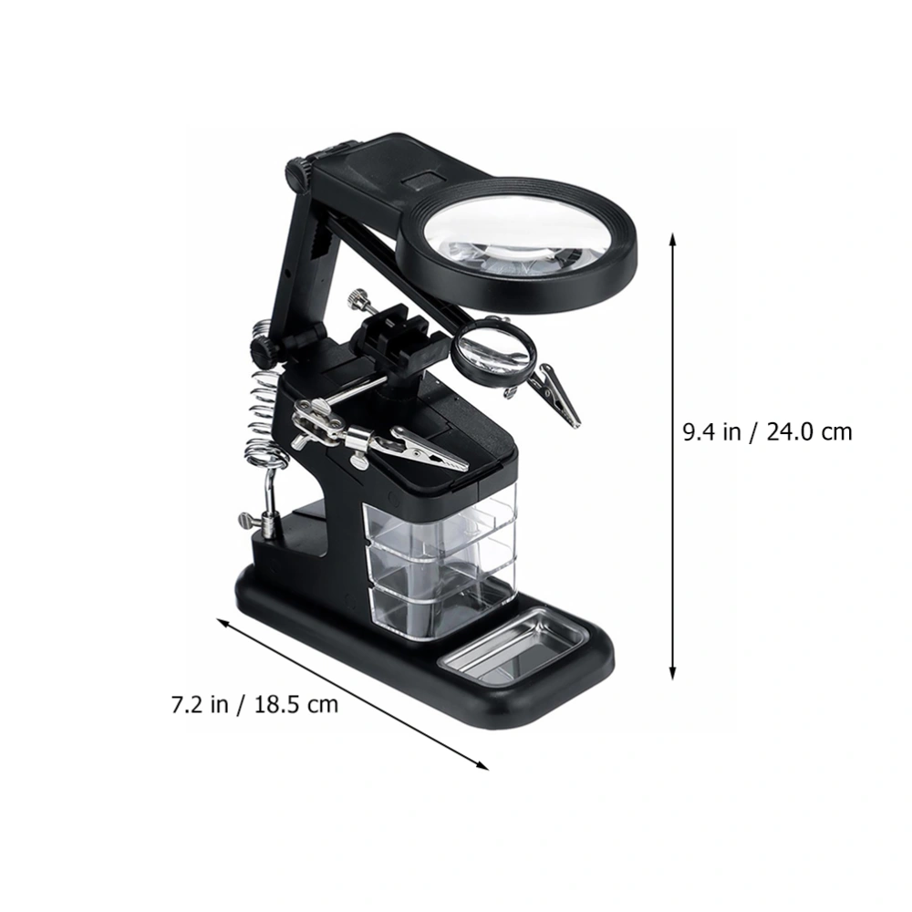 LED Light Magnifier Station Magnifying Glass Stand Magnifier Welding Stand