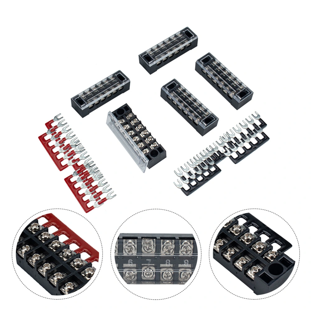 5 Sets 6 Positions Dual Row Screw Terminal Strip Blocks 6 Positions Terminals Barrier Strip