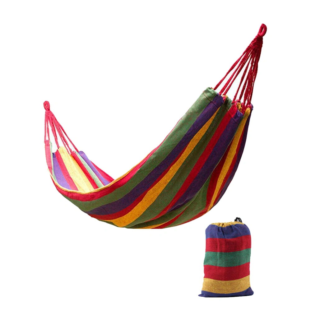 1Pc Double Thickened Canvas Swing Hammock Outdoor Camping Hanging Chair with Two Bind Ropes Bag Packing (280x150cm, Red)