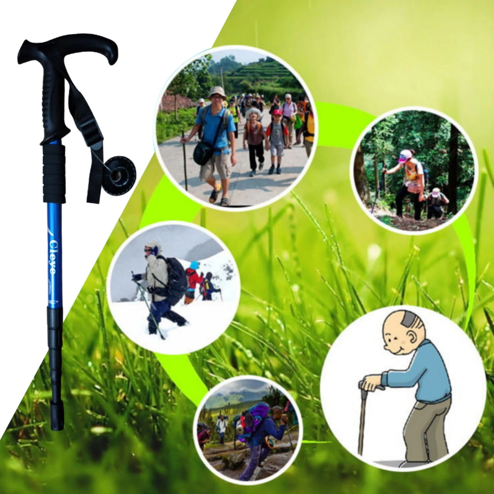 Aluminum Alloy Trekking Pole Telescopic Old Man Anti-skid Stretch Lightweight Walking Cane for Men Women Adjustable Walking Stick Mobility Aid Comfortable Handle (Blue)