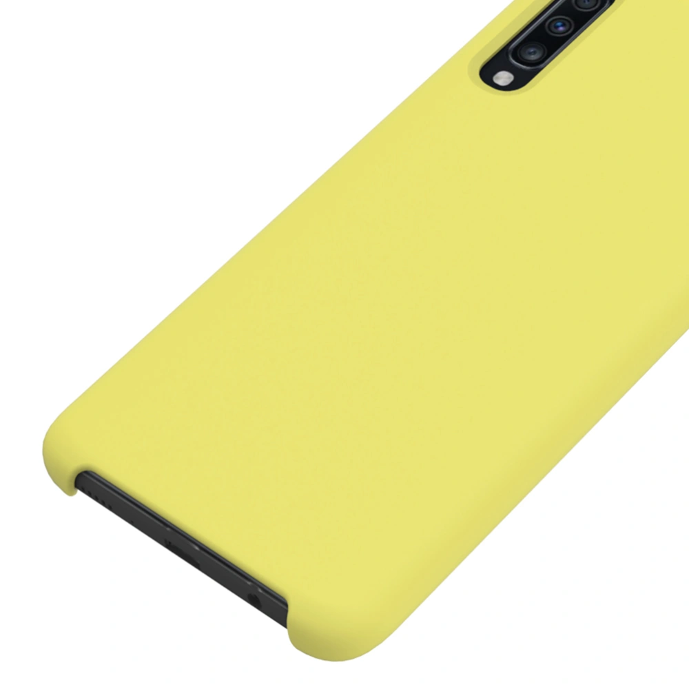 Phone Case Liquid Silicone Drop Resistance Shockproof Protective Phone Cover Shell for Galaxy A70 (Yellow)