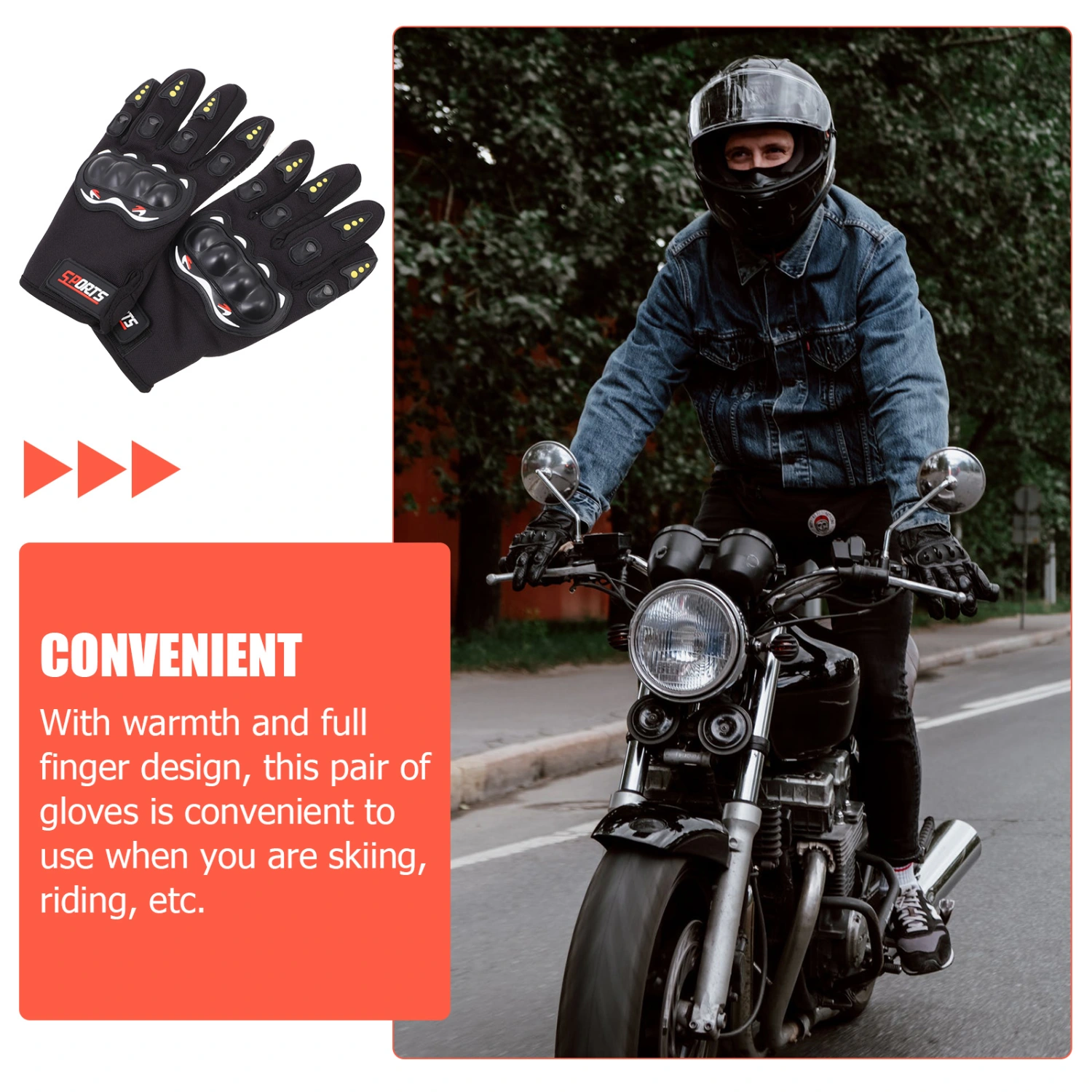 1 Pair of Warmth Full-Finger Gloves Anti-slip Gloves Multi-function Riding Gloves