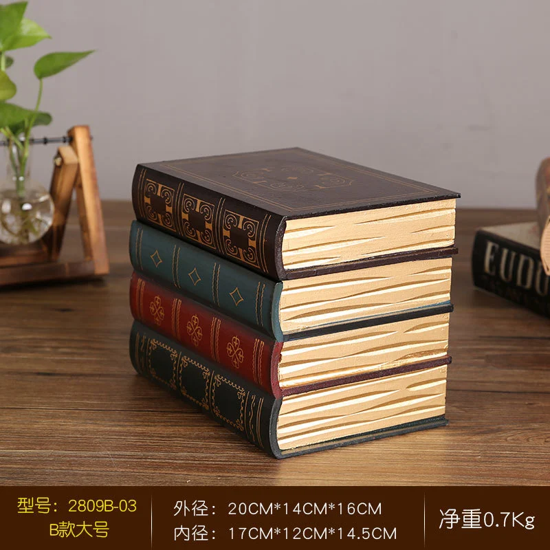 Fake Book Decorative Book Storage Box Vintage Home Office Shelf Decoration