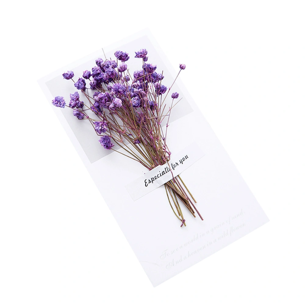 6pcs Creative Handmade Greeting Small Fresh Dried Flower Invitation Birthday Party Decorative for Wedding Party Banquet(Purple)