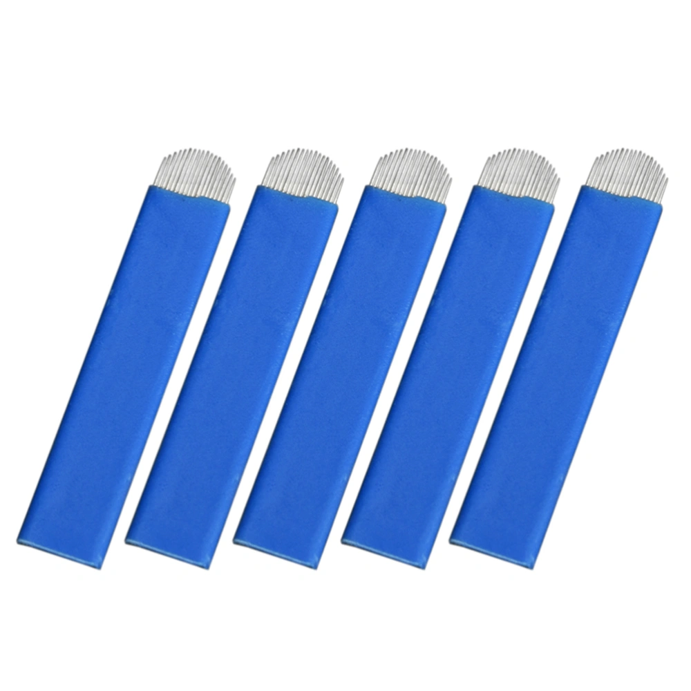 100pcs Blades U-shaped 18 Eyebrow Needle Permanente Make-up Blades Microblading Pen (Blue)