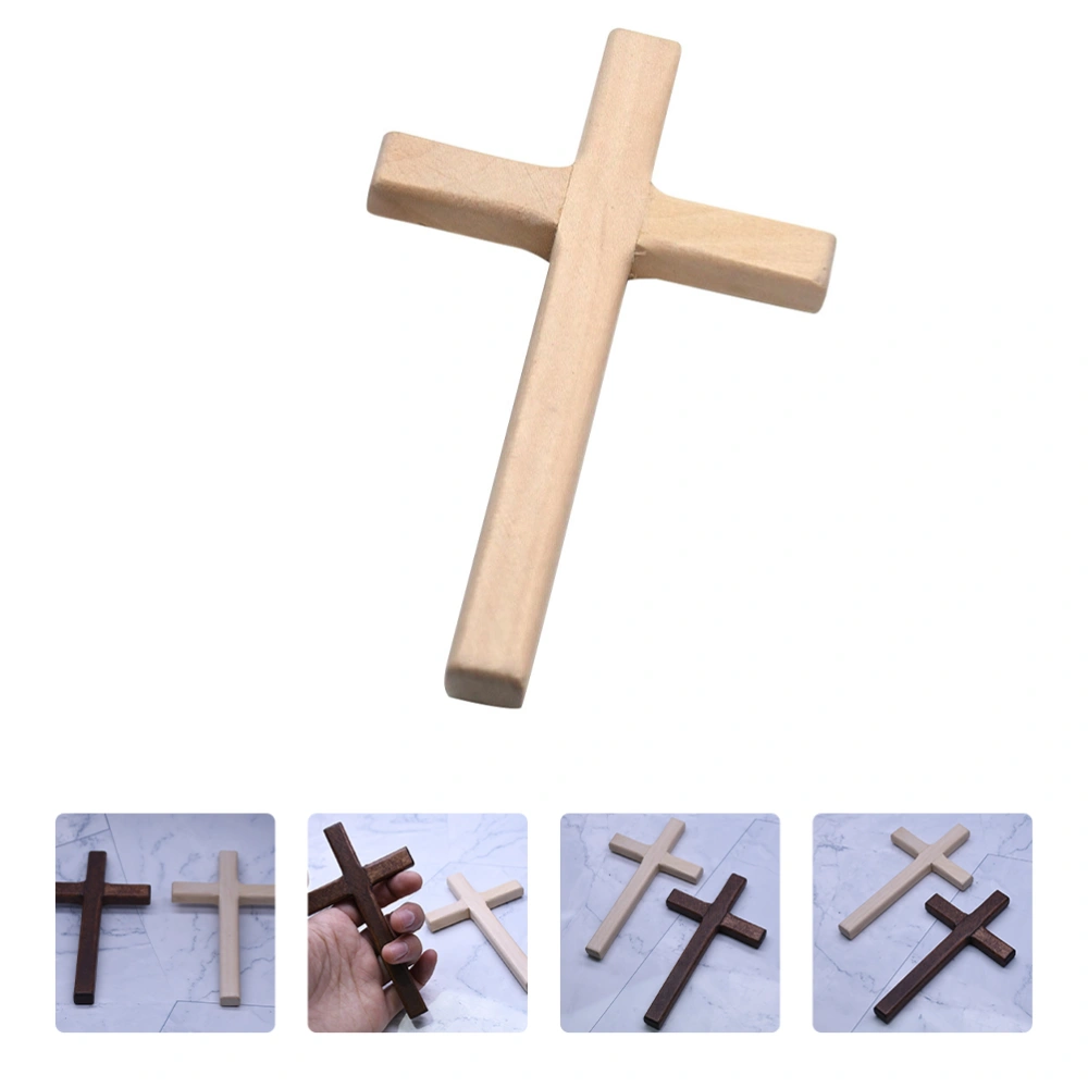 6 Pcs Wood Cross Ornaments Theme Party Adornment  Cross Shaped Decoration