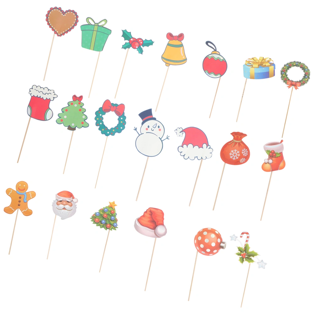 20 Pcs Christmas Themed Paper Hand-held Funny Photograph Props