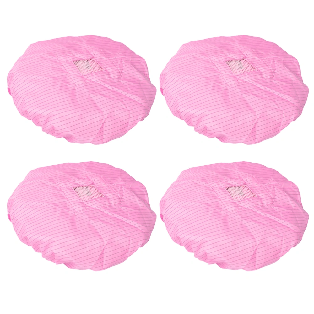 4 Pcs Dustproof Cleanroom Anti-static Workshop Hat Breathable Mesh Window Polyester Hat Factory Working Hat for Men Women (Pink)