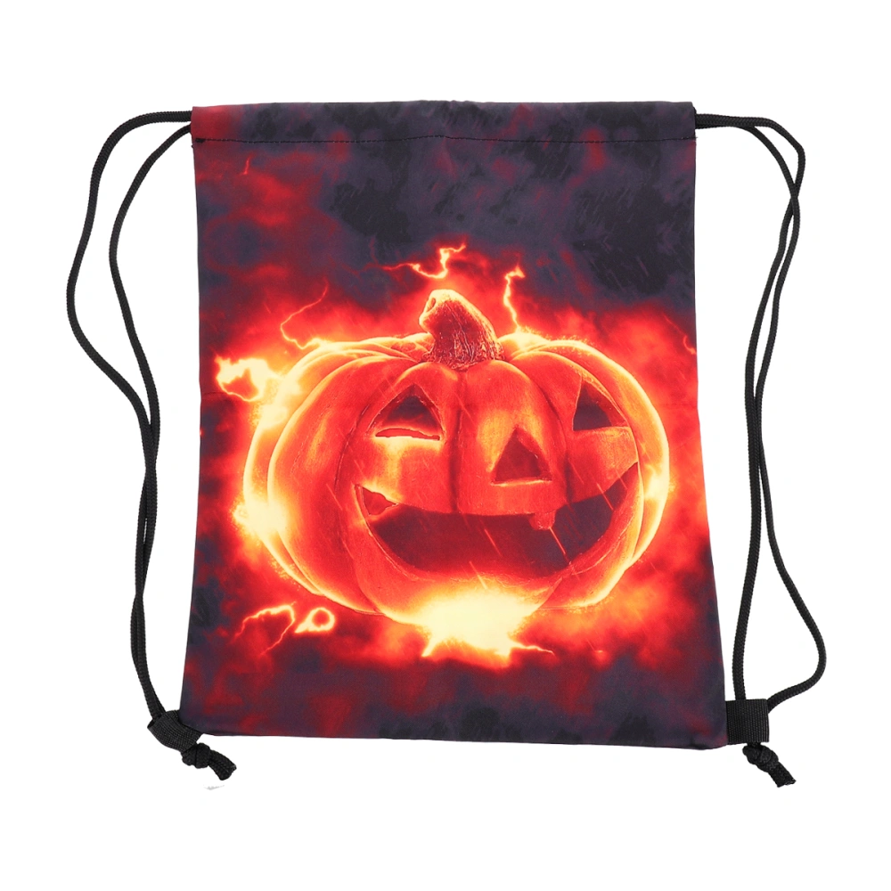 1 Pc Polyester Halloween Pattern 3D Printing Outdoor Drawstring Backpacks