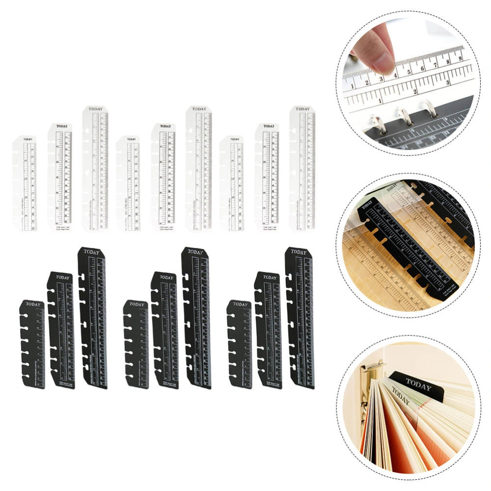 18Pcs Household Page Markers Portable Page Rulers Plastic Bookmark Rulers Planner Accessory