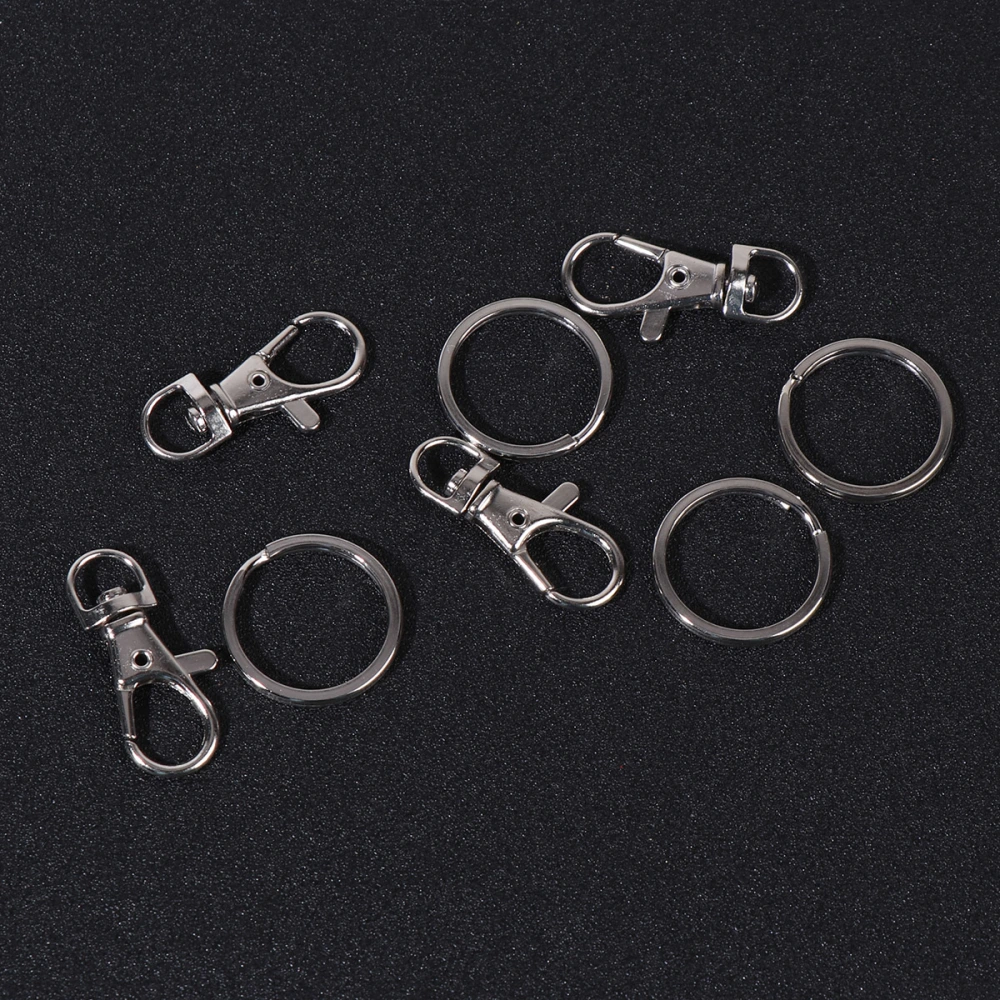 60pcs Bag Buckle Metal Key Rings DIY Keychain Accessories Zinc Alloy Keyring Buckle (Sliver)