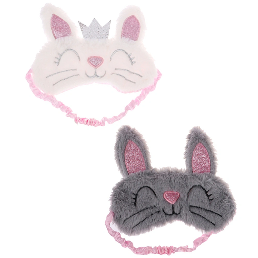 2Pcs Lovely Rabbit Sleeping Eye Mask Plush Blindfold Sleep Masks Eye Cover