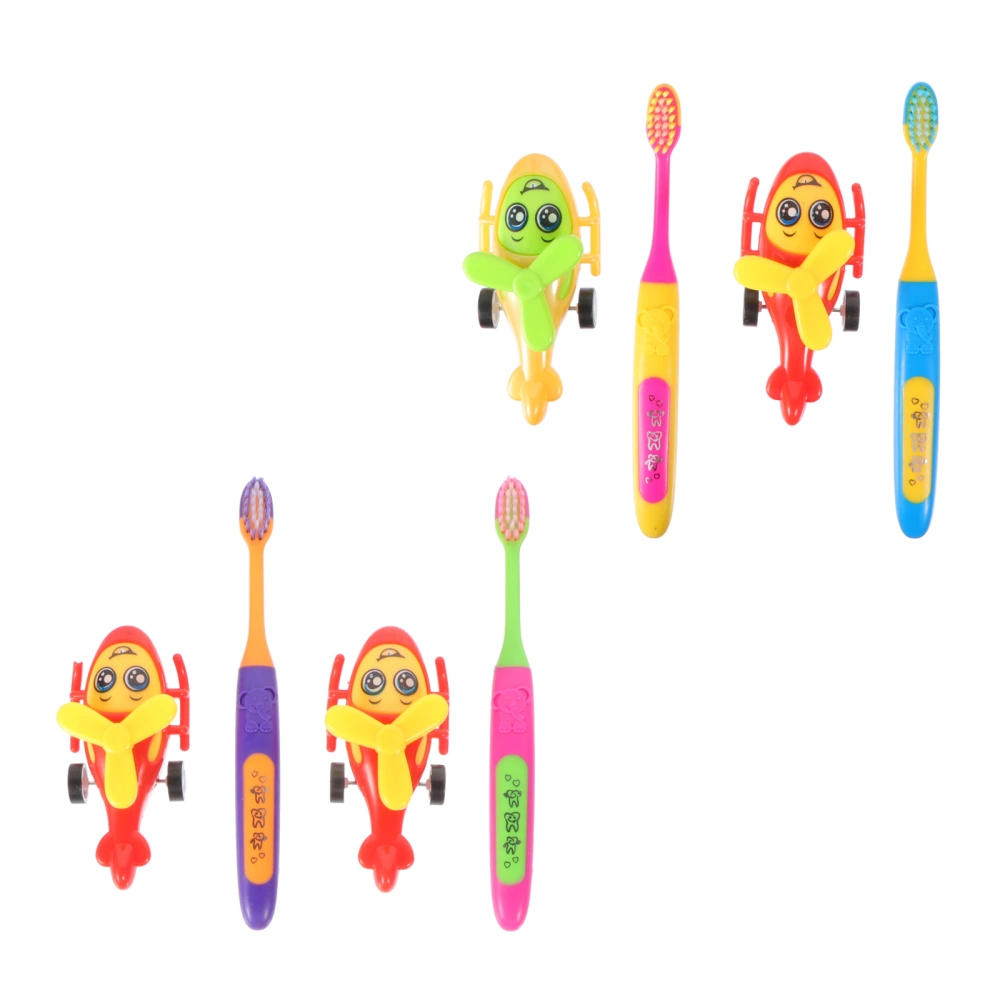 4 Sets of Soft-Bristle Toothbrush Manual Tooth Brush Children Teeth Brush with Toy