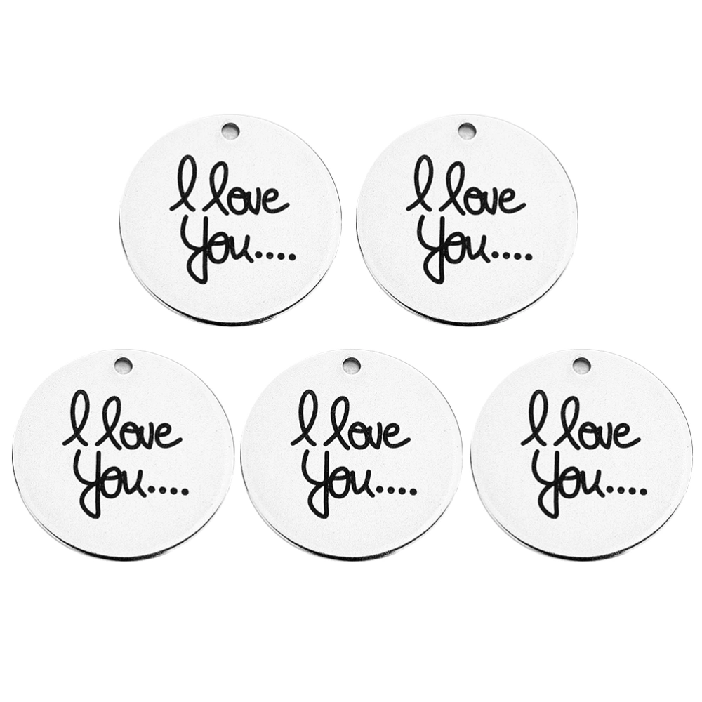 5pcs Letter Printed Pendants Stainless Steel Jewelry Charms DIY Hanging Ornaments Handmade Craft Supplies