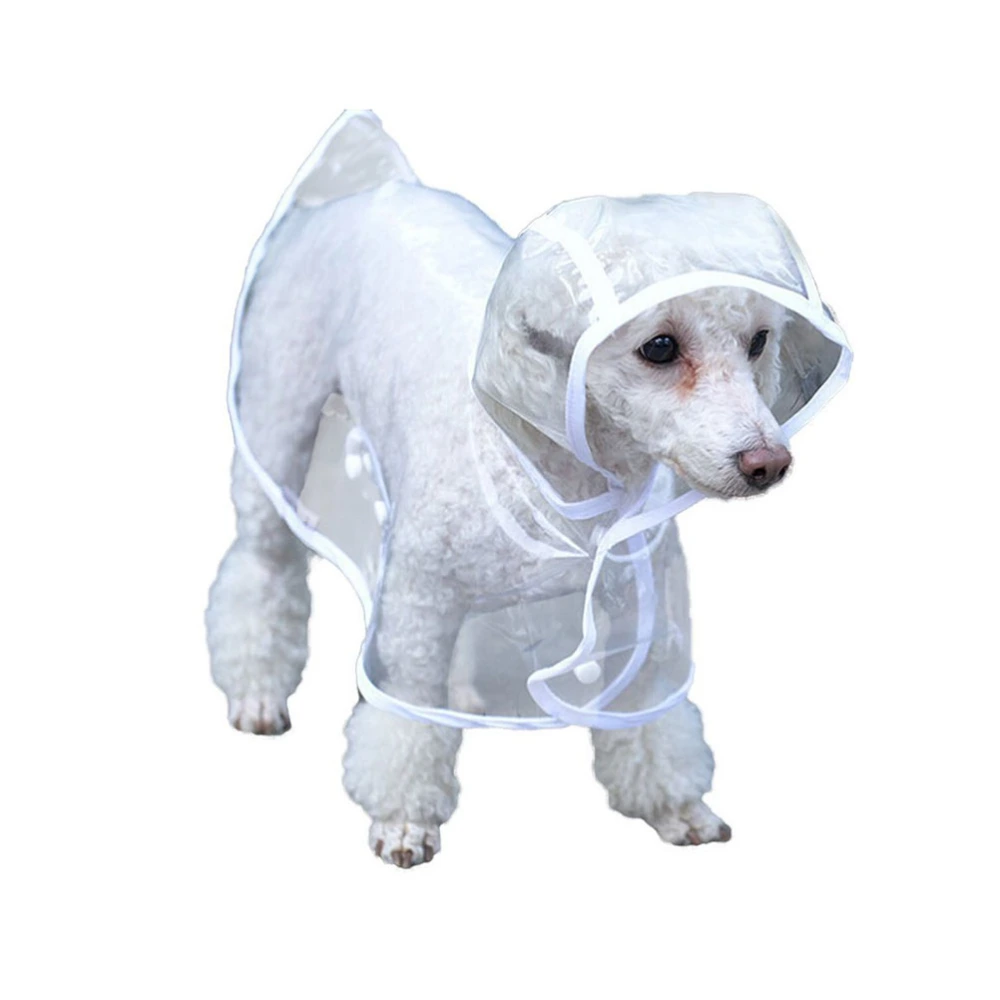 Waterproof Raincoat Rainwear Poncho Clothes Dress for Small Pet Dog - Size L (White)