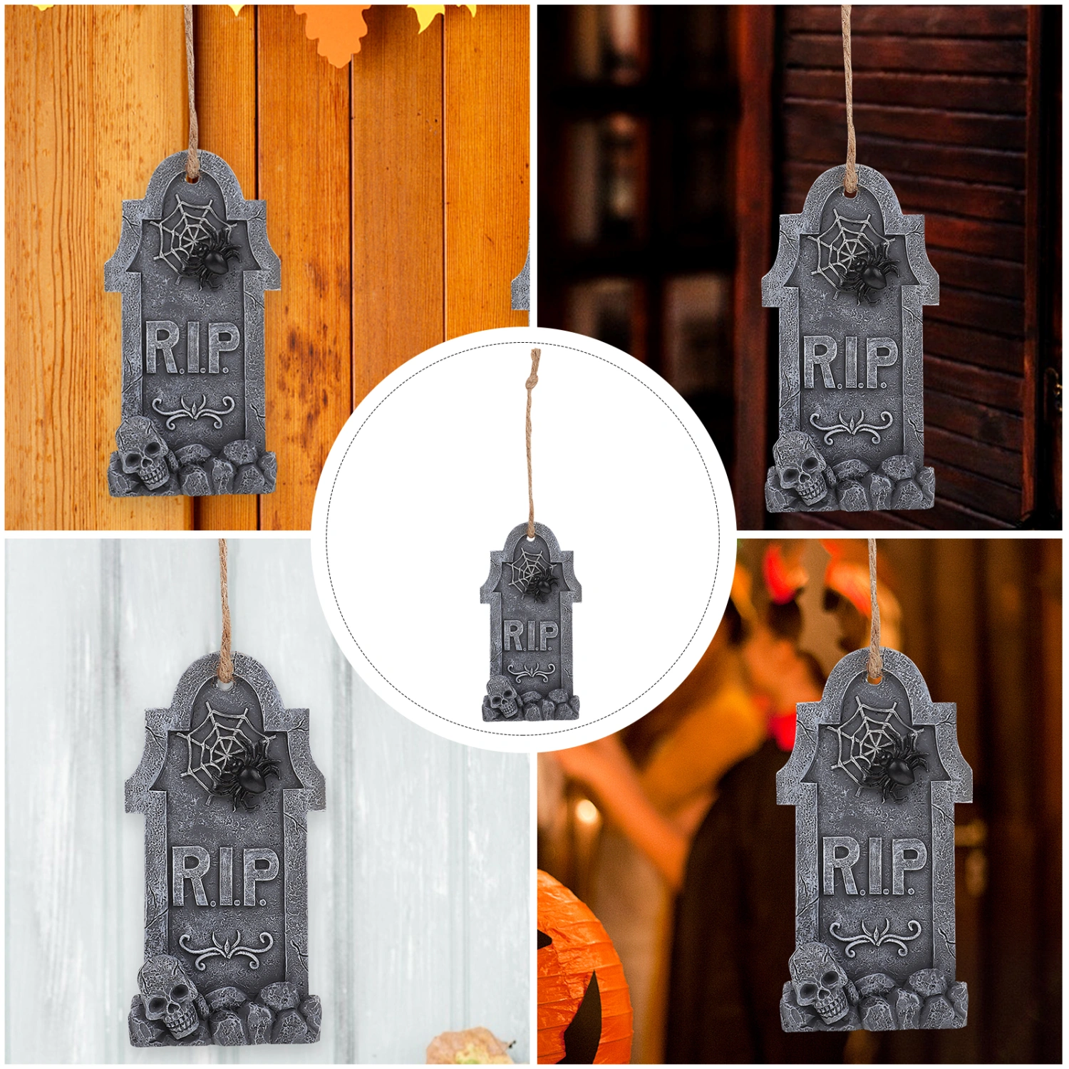 1pc Halloween Fireplace Tag Halloween Decorations Tombstone Hanging (Assorted Color)