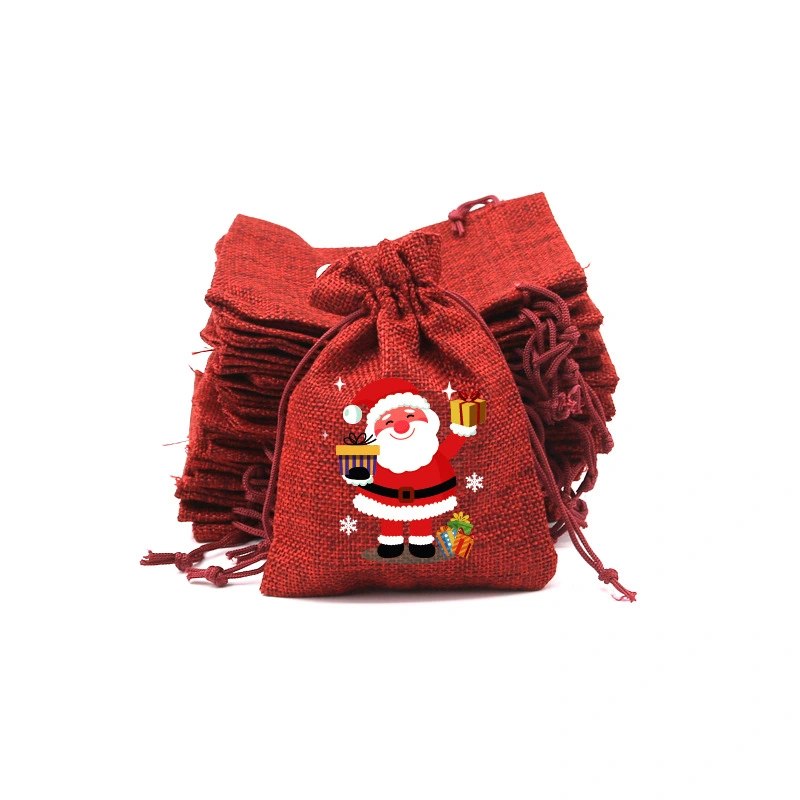 10Pcs Christmas Treat Bags Candy Snacks Pouches Jewelry Pouches with Drawstring