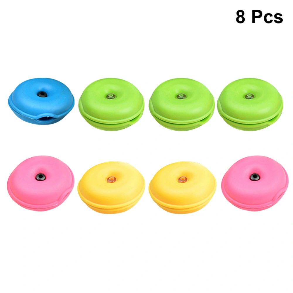 8pcs Round Cable Winder Earphone Organizer Portable USB Cable Protective Case (Random Color)