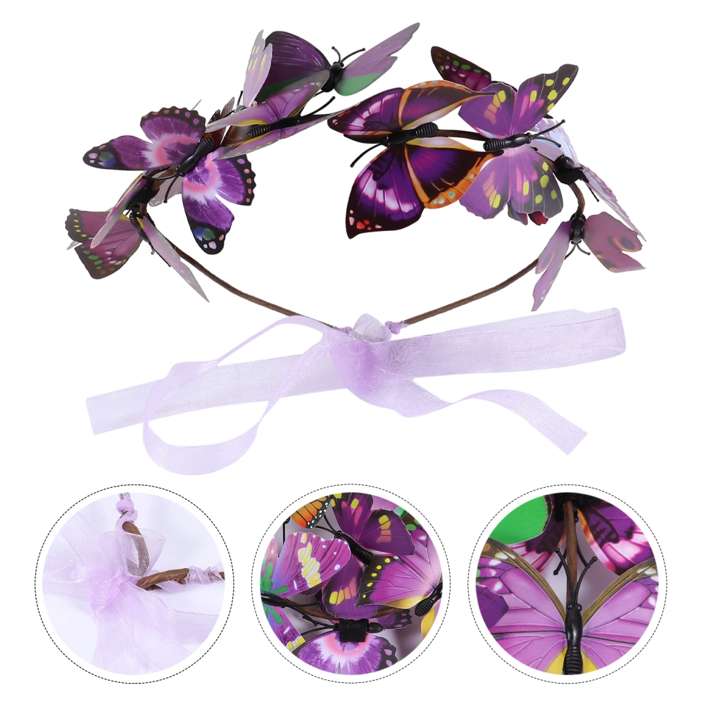 Simulation Butterflies Garland Hairband Women Girl Headband Photo Prop Headgear