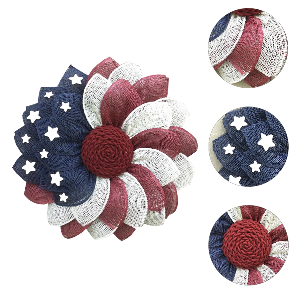 American Patriotic Fabric Flower Wreath United States Independence Day Wreath