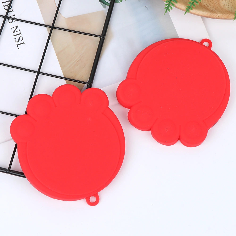 4pcs Pet Food Can Lids Silicone Sealing Cover Pet Bowl Lids Fresh Keeping Cover Pet Supplies for Cat Dog (Red)