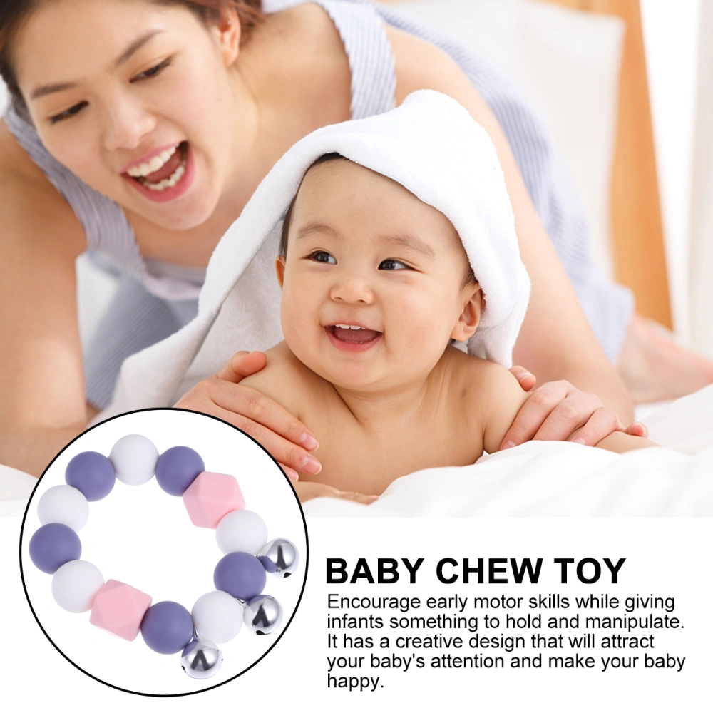 1pc Baby Teether Bracelet Kids Silicone Beaded Hanging Hand Chain with Bell