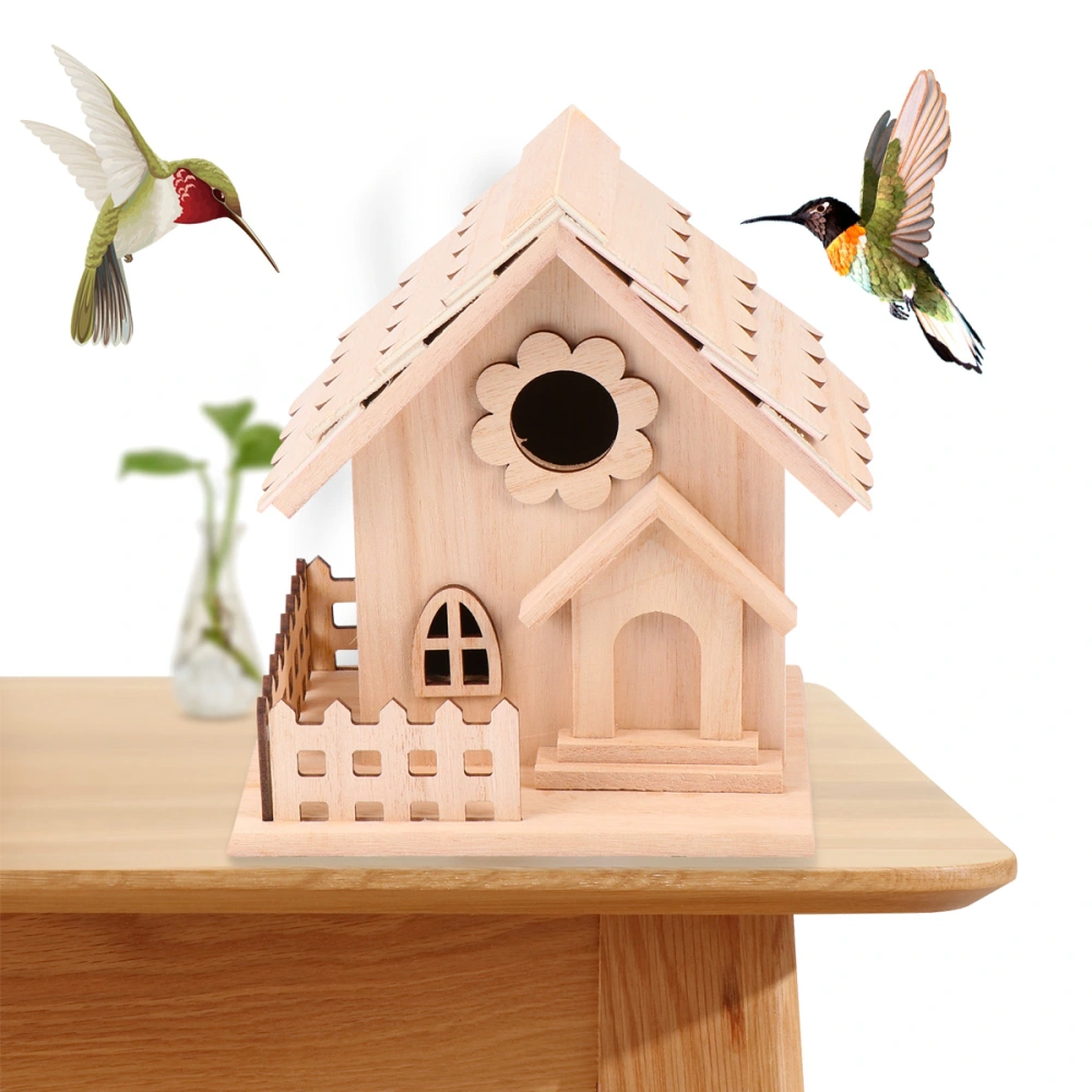 Creative Wood Bird Nest Classic Hollow Out Window Wide Entrance House Birds Bed Hut Birds House for Outdoor Garden Birds Supplies