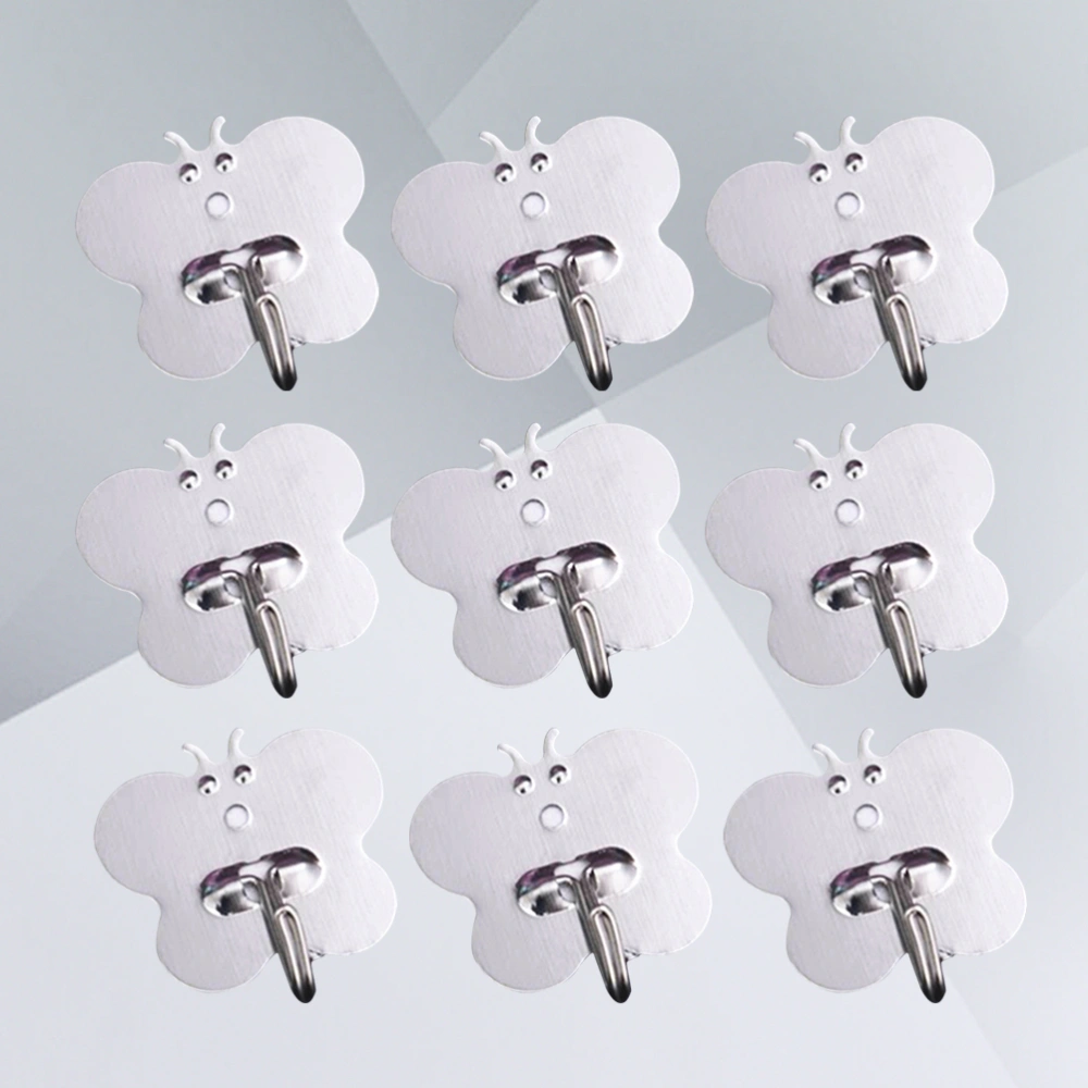 10 Pcs Creative Metal Hooks Punch Free Adhesive Hooks Kitchen Bathroom Behind the Door Wall Hooks (Bow-knot Shape)