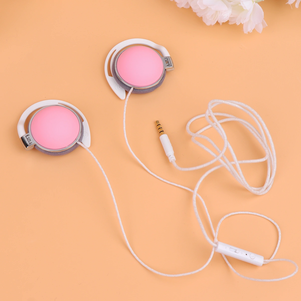 Creative Supra-aural Earphone Sports Wired Headset with Tuning Tip and Earphone Mic Pink