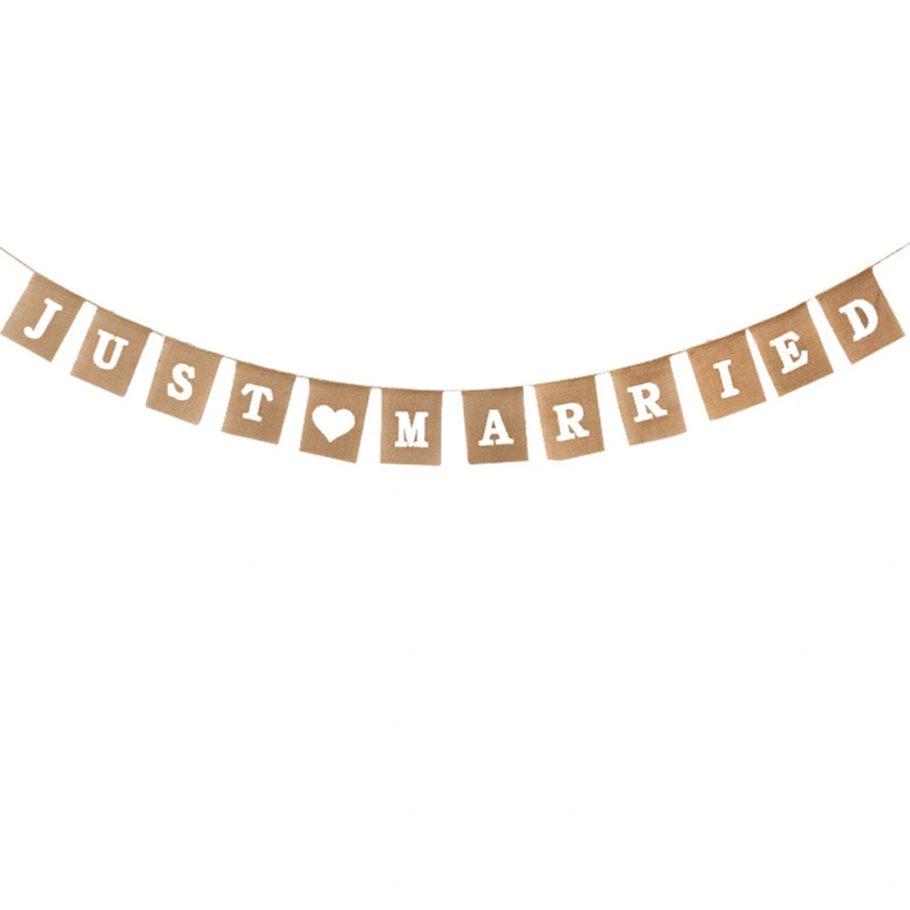 4 Meters JUST MARRIED Letter Burlap Wedding Signs Garlands And Bunting Banners Flags Photo Booth Props Wedding Decorations For Reception Bridal Shower Marriage Proposal Party Banquet