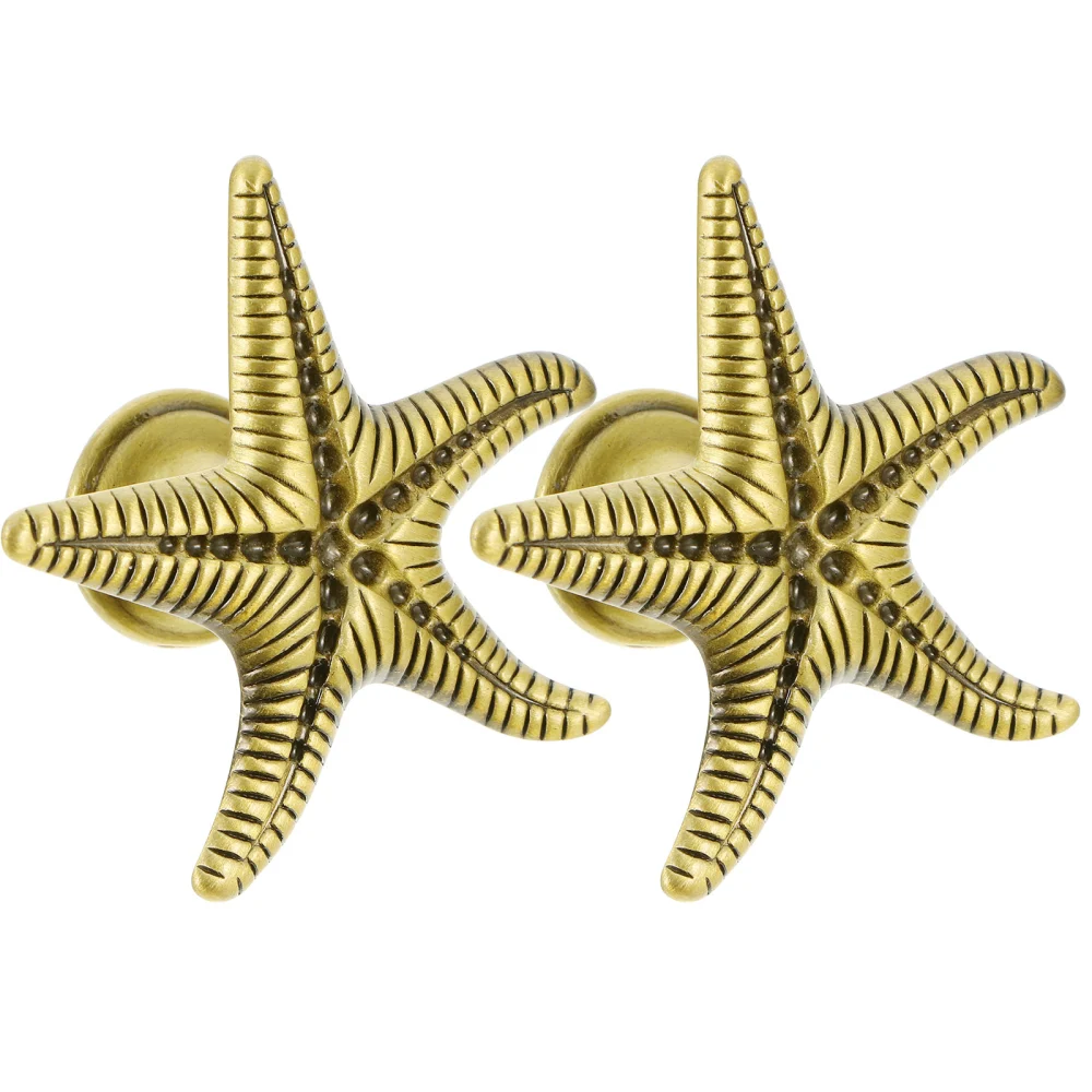 2pcs Sea Star Shaped Wardrobe Handle Knobs Handle Drawer Knobs Door Knobs