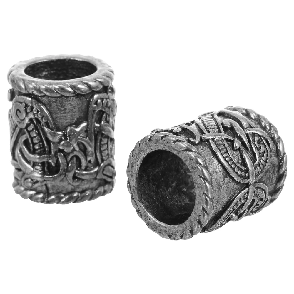 2Pcs Viking Rune Beads Ancient Beads Large Hole Beads for Jewelry Findings