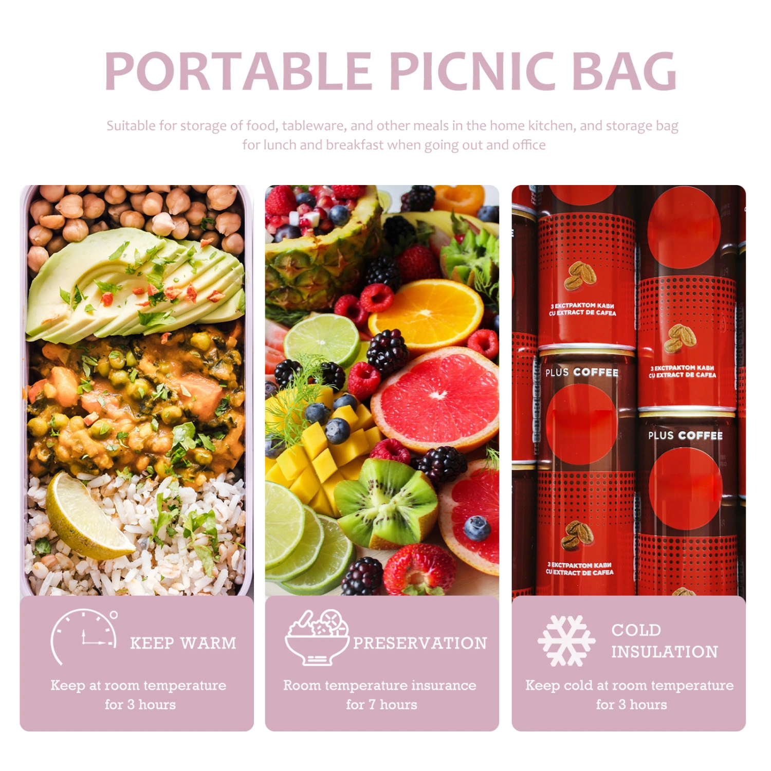 1Pc Durable Lunch Bag Picnic Bag One-shoulder Lunch Bag Insulated Picnic Bag