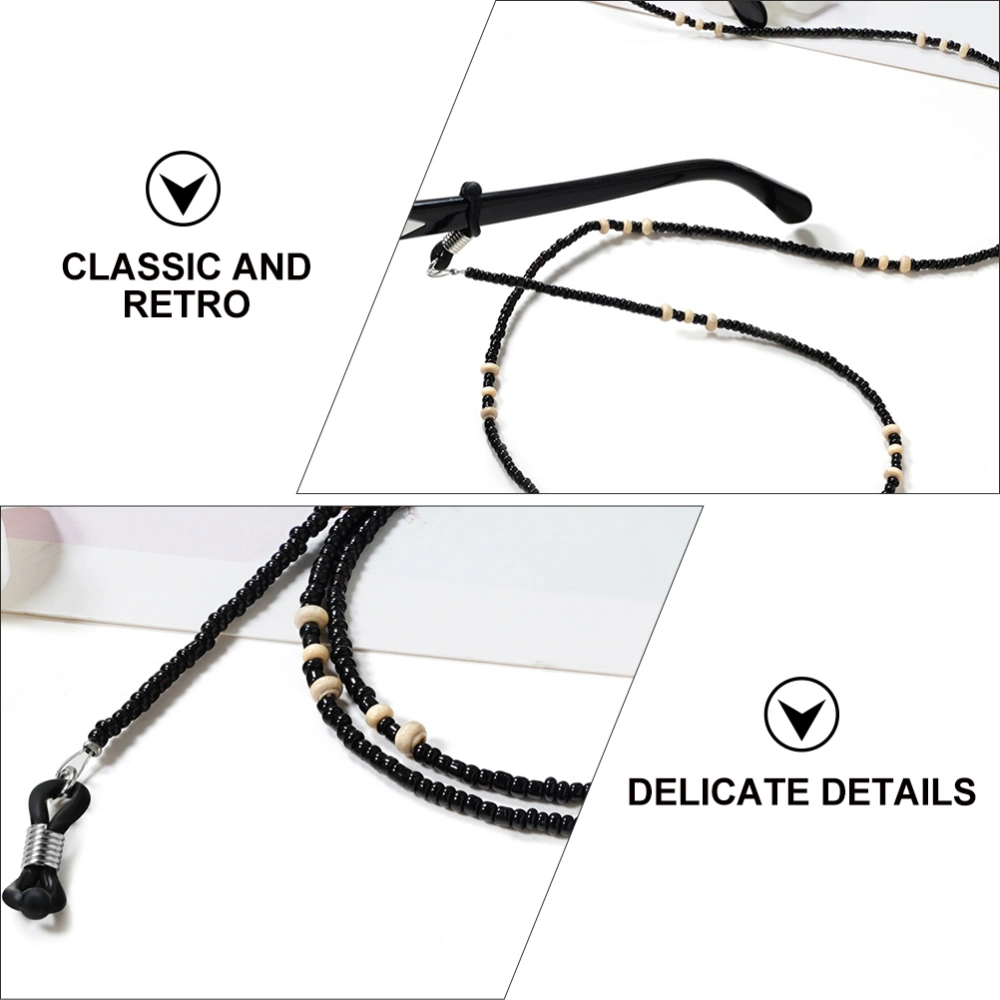 2Pcs Retro Glasses Chains Decorative Mask Chains Anti-lost Hanging Chains Black