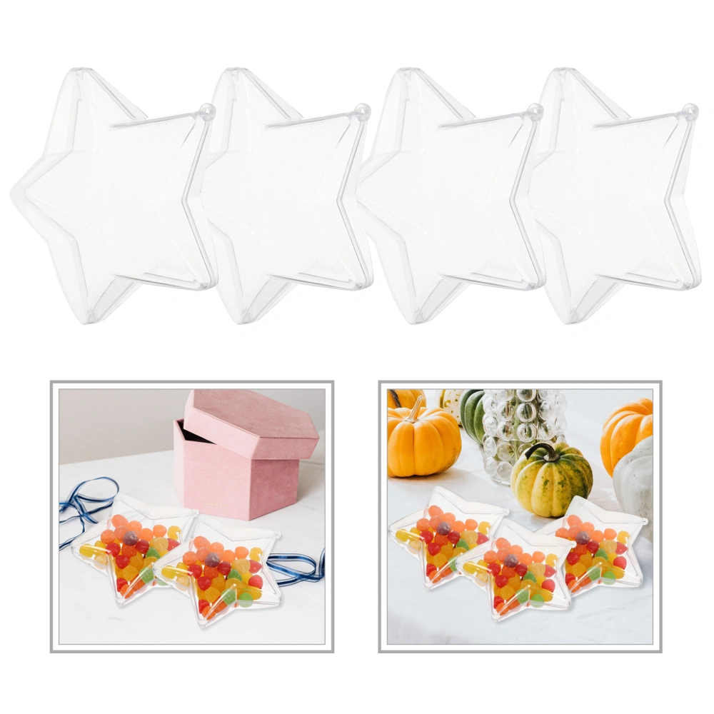 4Pcs Pentagram Design Candy Box Small Portable Candy Case Clear Box Transparent