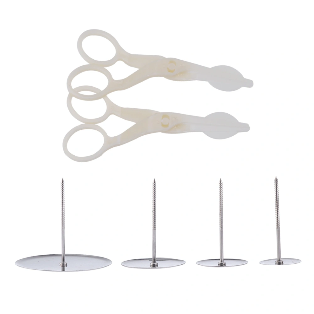 6pcs Cake Decorating Nails Stainless Steel Cake Flower Needle And Plastic Scissor Fondant Decor Flowers Lifter Tools