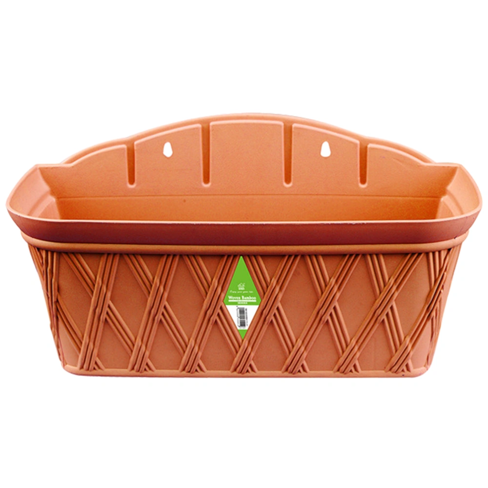 1pc Wall Hanging Flowerpot Plastic Flower Basket Handrail Bonsai Pot Gardening Supplies (Dark Red)