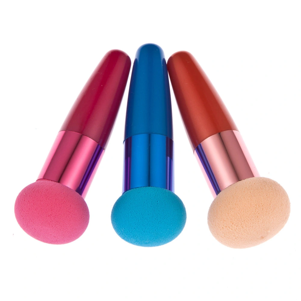 3PC Mushroom Head Shaped Women Cosmetic Liquid Cream Foundation Concealer Sponge Lollipop Brush (Random Color)