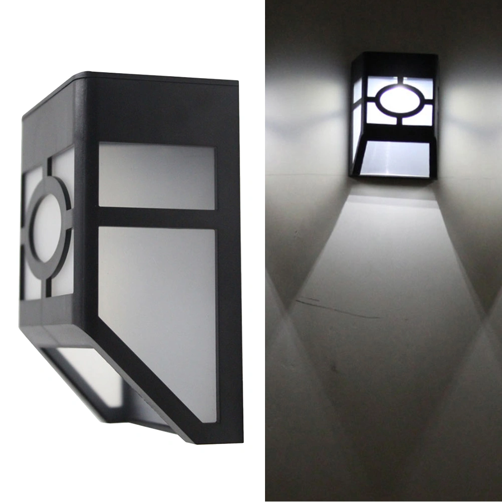 Outdoor Wall Mounted 2 LEDs Solar Lights Window Pane Style Solar Wall Light Waterproof Solar Garden Lights Fence Lights Outdoor Security Lighting for Patio Yard Pathway Driveway (White Light)