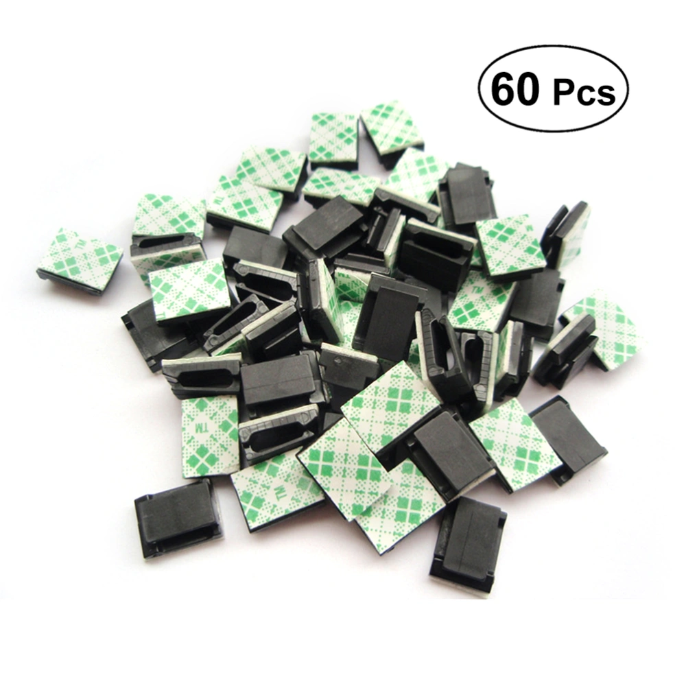 60 Pcs Adhesive Fixed Wire Base of Little Wire Clip for Fixing Cables (Black)