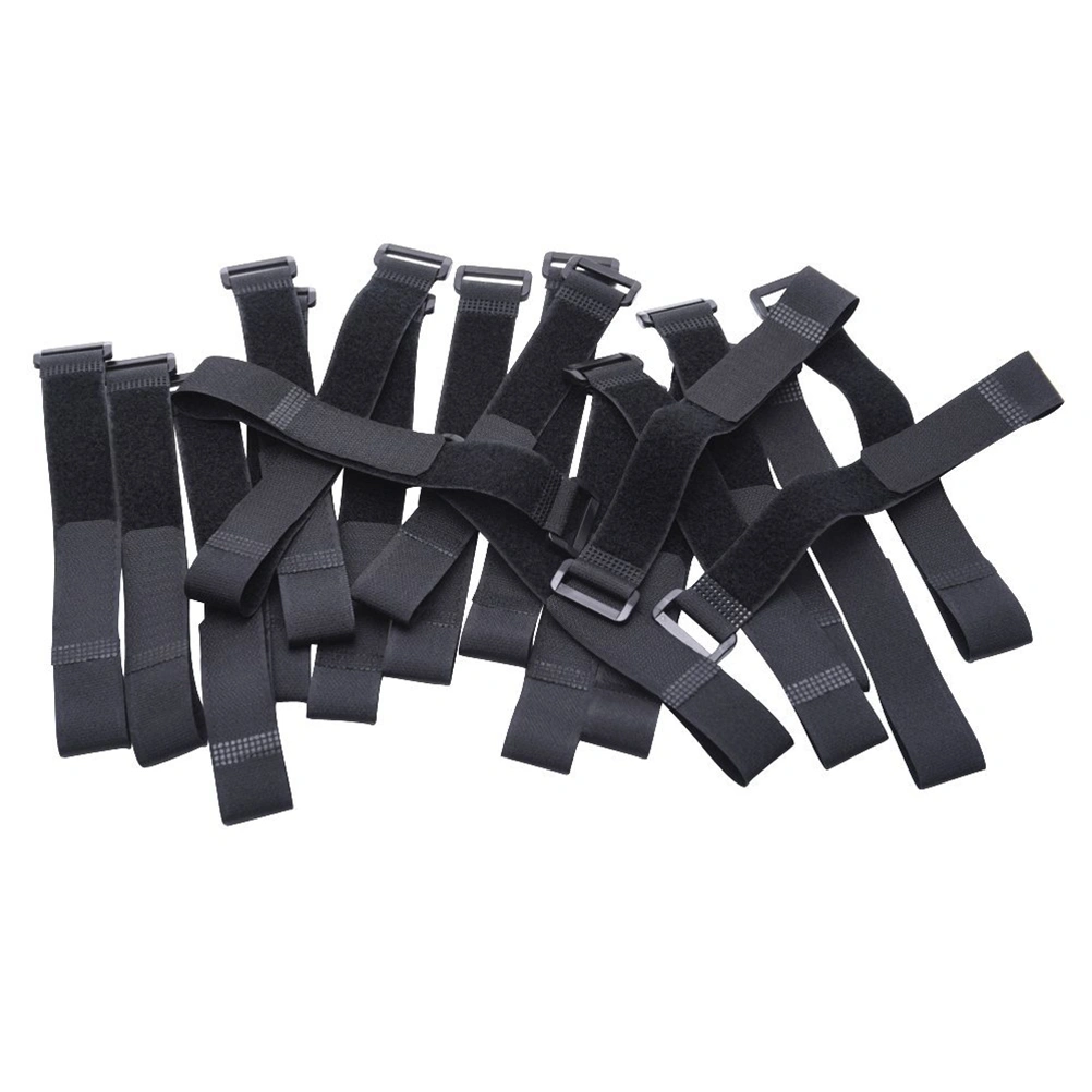 20pcs Hook and Loop Straps Cable Ties Organizer Fastener (Black)
